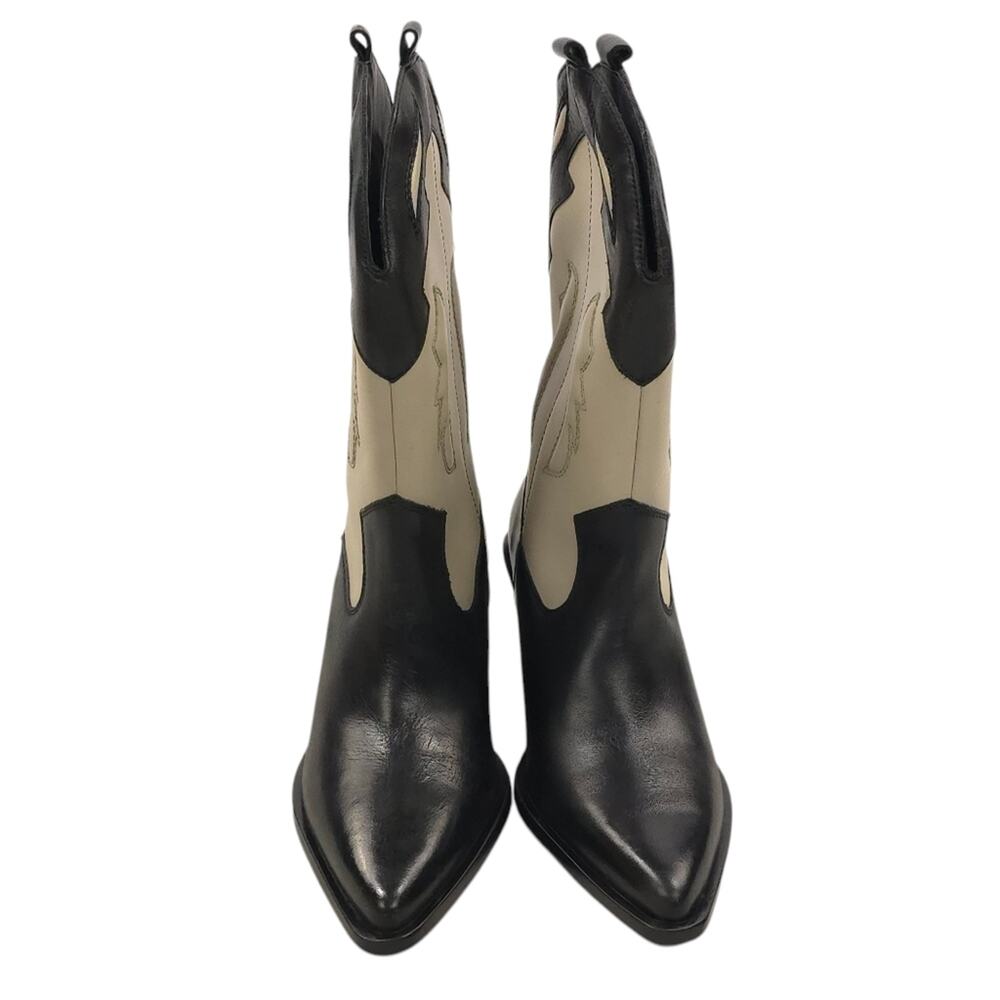 Free People Black and Cream Heeled Cowboy Boots - Picture 3 of 13